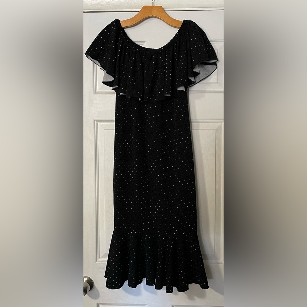 LuLaRoe Black with White Polka Dot CiCi Dress size Medium